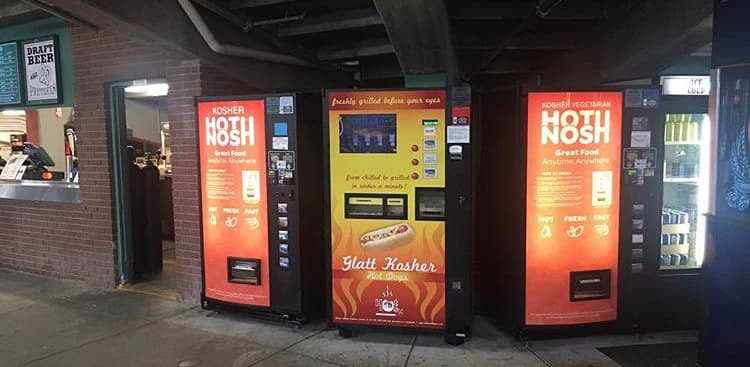 The V1 Hot Nosh and Glatt Kosher Hot Dogs automated diners at Fenway Park.